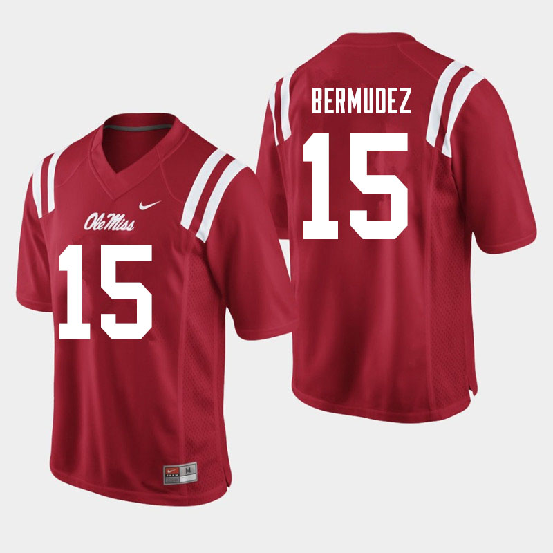 Derek Bermudez Ole Miss Rebels NCAA Men's Red #15 Stitched Limited College Football Jersey VIT2658NH